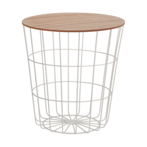 Mesa auxiliar redonda madera/acero blanco Ø 39