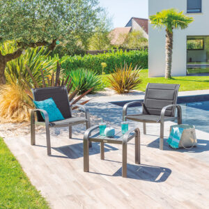 Conjunto para jardín Elyn antracita, 3 piezas