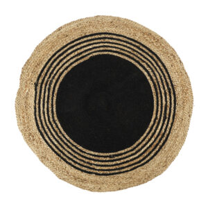 Alfombra yute-negro diámetro 90 cm
