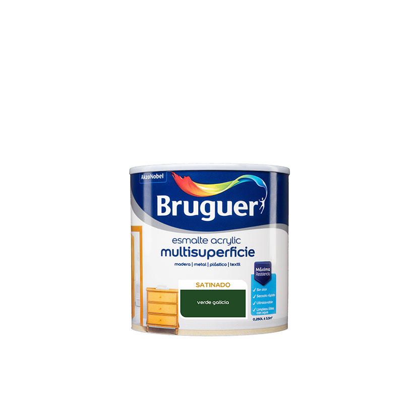 Esmalte acrílico al agua Bruguer Multisuperficie Satinado 250 ml - Imagen 2