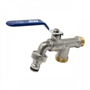 Grifo curvo esfera doble MT palanca cromada PN-16 Azul