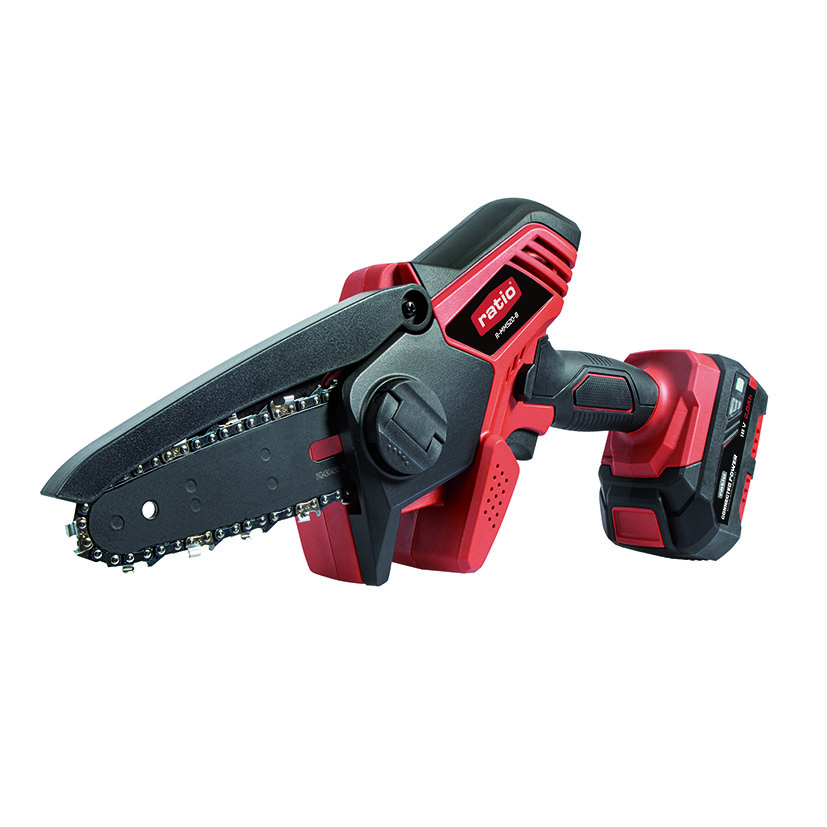 Mini motosierra de batería RATIO R-MMS20-B más cargador y maletín