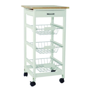Carrito verdulero 3 cestas ruedas blanco