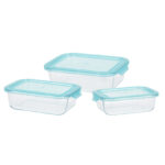 Fiambreras de borosilicato con tapa juego 3 unidades