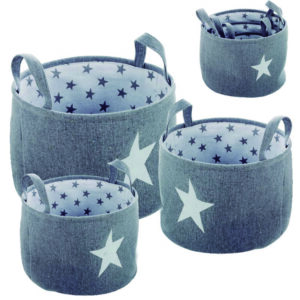 JGO. 3 CESTOS REDONDOS ESTRELLA GRIS