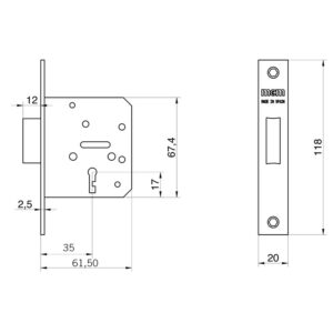 Cerradura embutir MCM madera modelo 1513