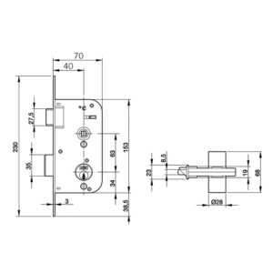 Cerradura embutir madera YALE modelo 45