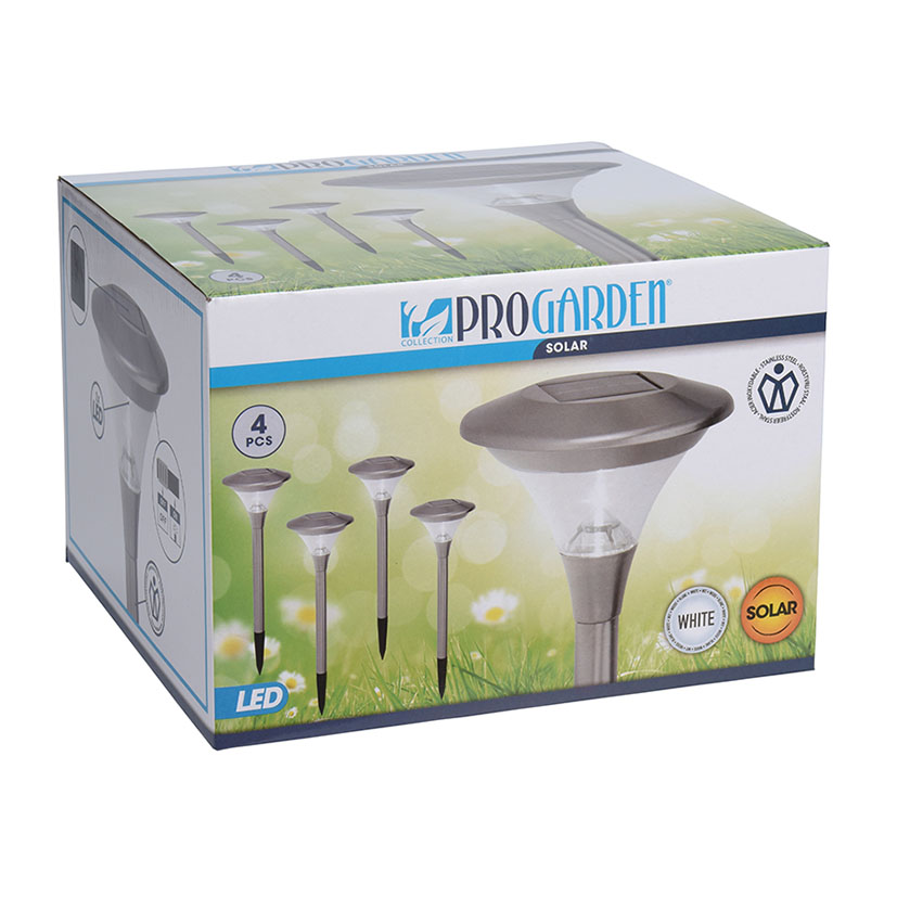 Lámpara solar inoxidable 47 cm. 4 unidades