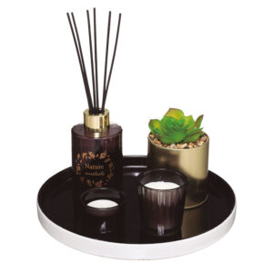 Juego aromas bandeja regalo y planta artificial