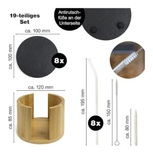 Juego 8 posavasos MORITZ&MORITZ pizarra