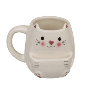 Taza cerámica Gato compartimento galletas