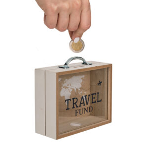 Hucha madera Travel Fund