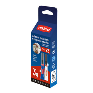 Adhesivo RATIO instantáneo 3 gr + pack limpiador
