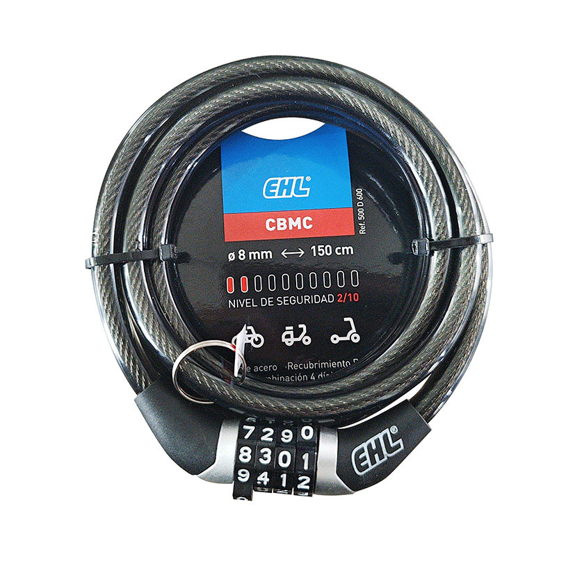 CANDADO CABLE COMBINACION. 150 CM. EHL