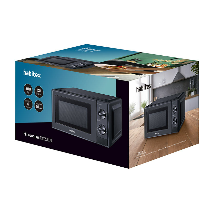 MICROONDAS 20 L. 700W NEGRO. HABITEX