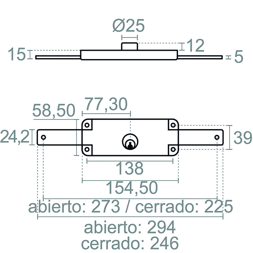 CERRADURA CIERRE PERSIANA CRP01 155mm ZN