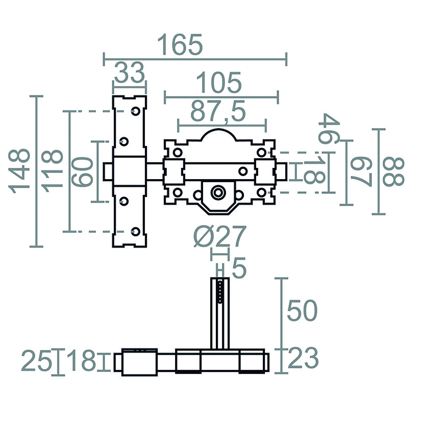 CERROJO SOBREPONER CRR06 105B/50mm PNT G