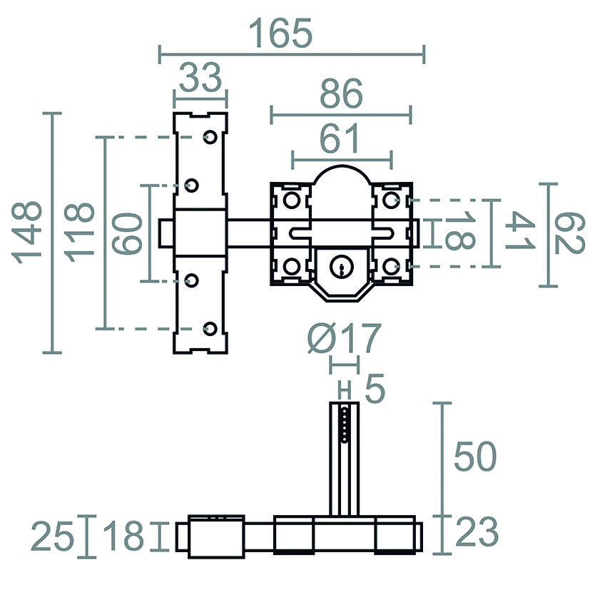 CERROJO SOBREPONER CRR09 86L/50mm NI