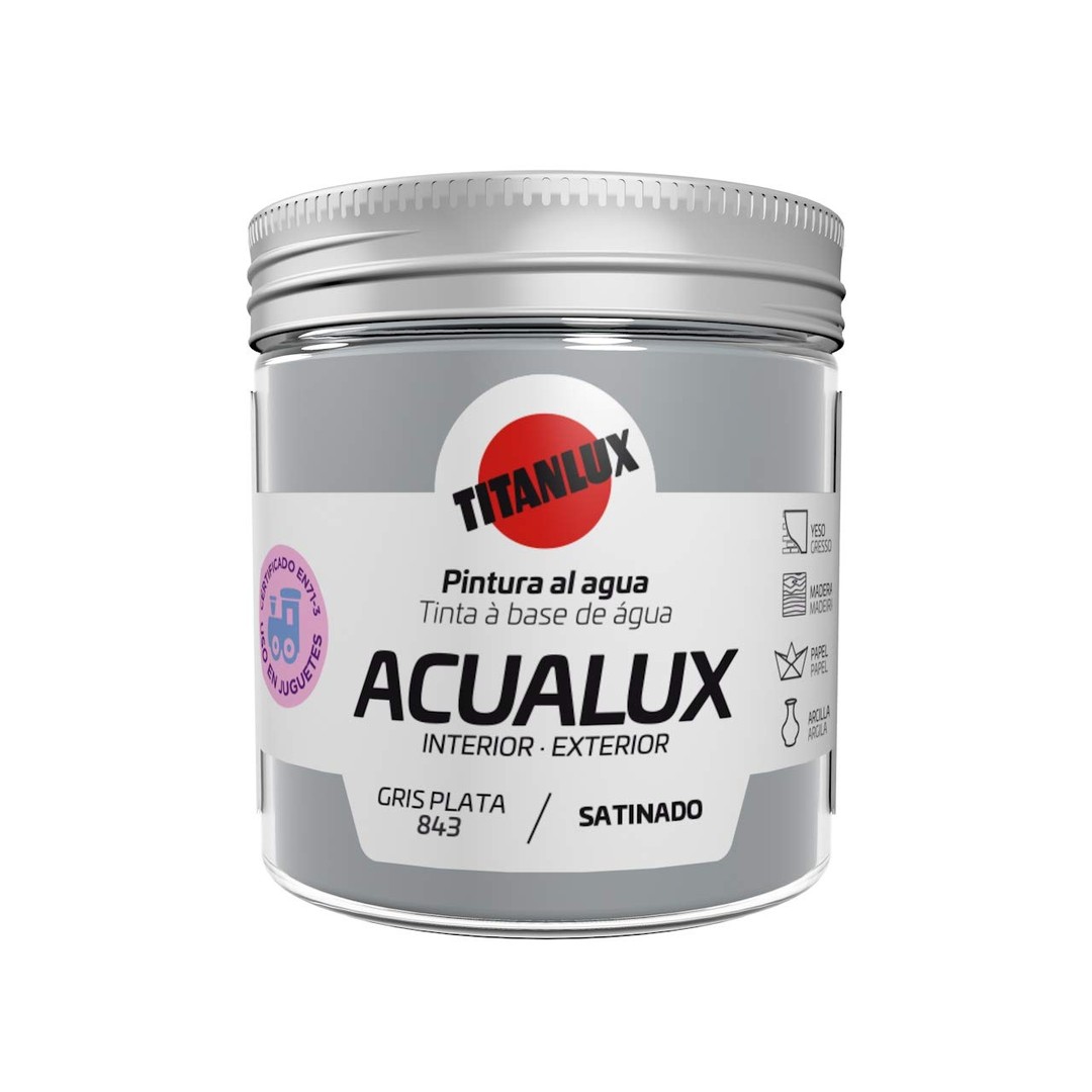 Esmalte Acrílico Acualux Satinado Gris Plata 75ml