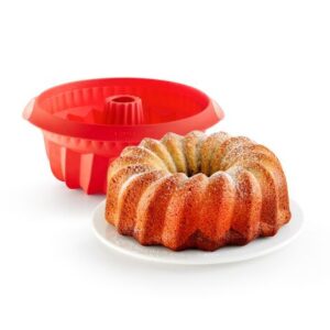 Molde Silicona Savarin Hondo 22cm Rojo Lekue