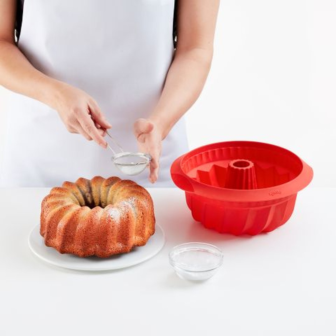 Molde Silicona Savarin Hondo 22cm Rojo Lekue