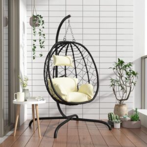 Sillón Colgante Plegable Swing Acero Ratán Sintético