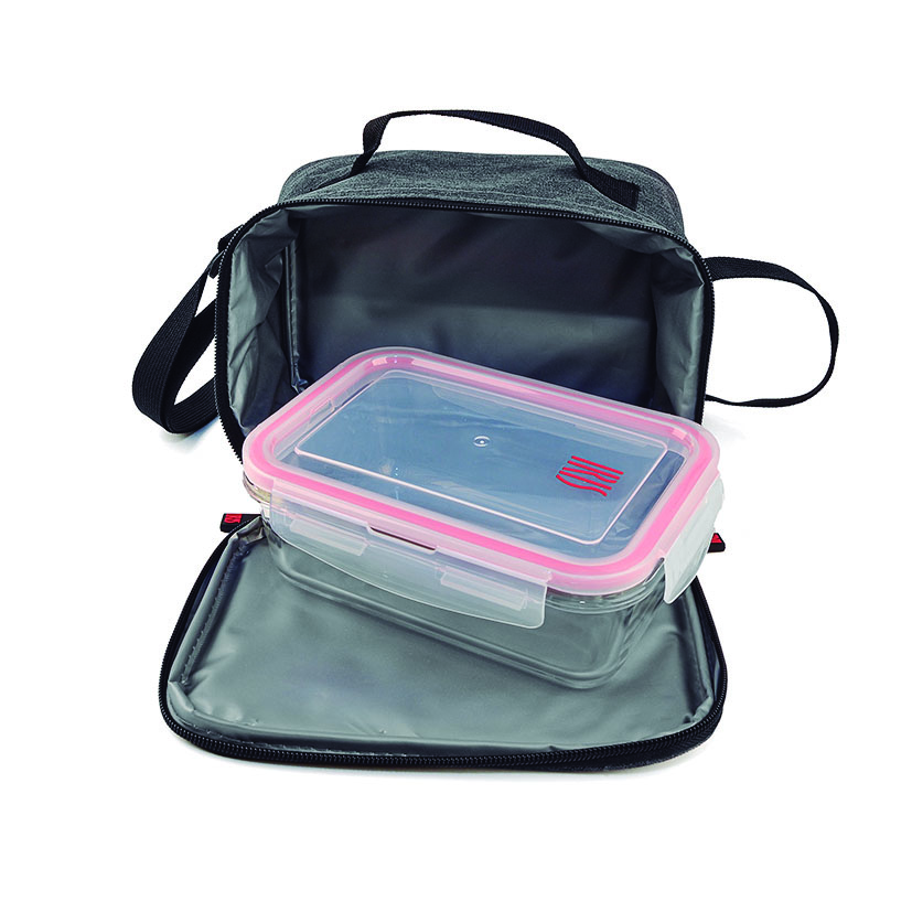 LUNCHBAG GOGLASS NEGRA CONT.VIDRIO 840ML