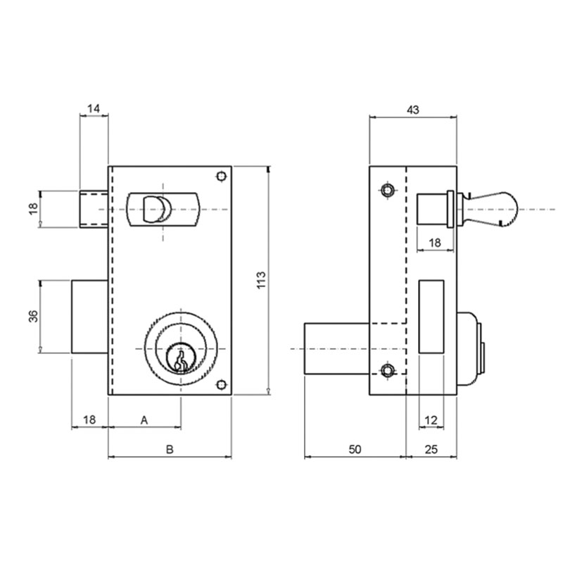 Cerradura sobreponer ILARGI modelo 56A cilindro pera 36 mm - Imagen 3