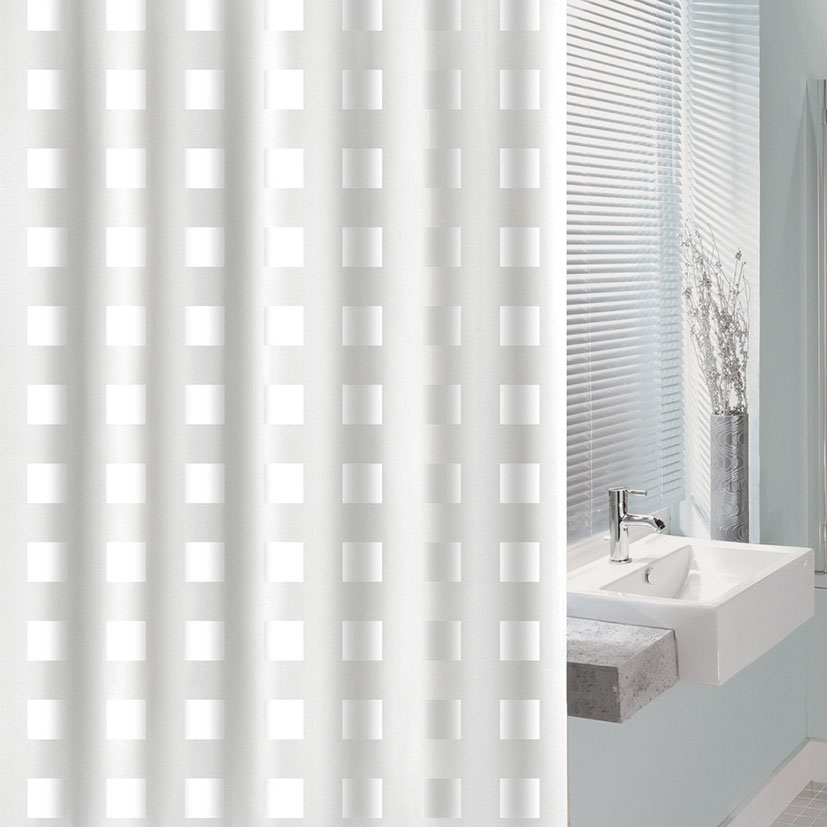 Cortina baño HABITEX cuadrado blanco