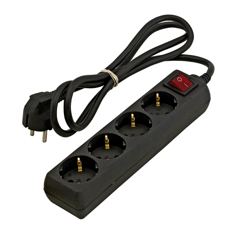 Base enchufe múltiple DUOLEC cable 1,5 m negro