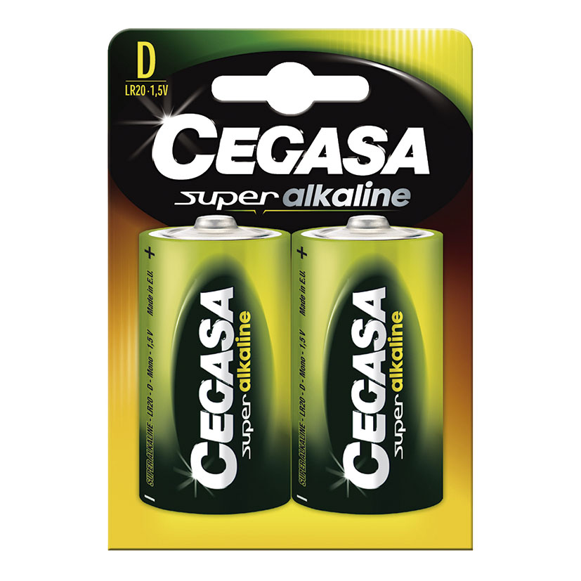 Pila alcalina D (LR20) Blíster 2 pilas CEGASA Super Alcaline.(Envase completo)