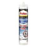 Pattex No Más Moho, silicona antimoho, larga duración impermeable, color blanco, cartucho 280ml