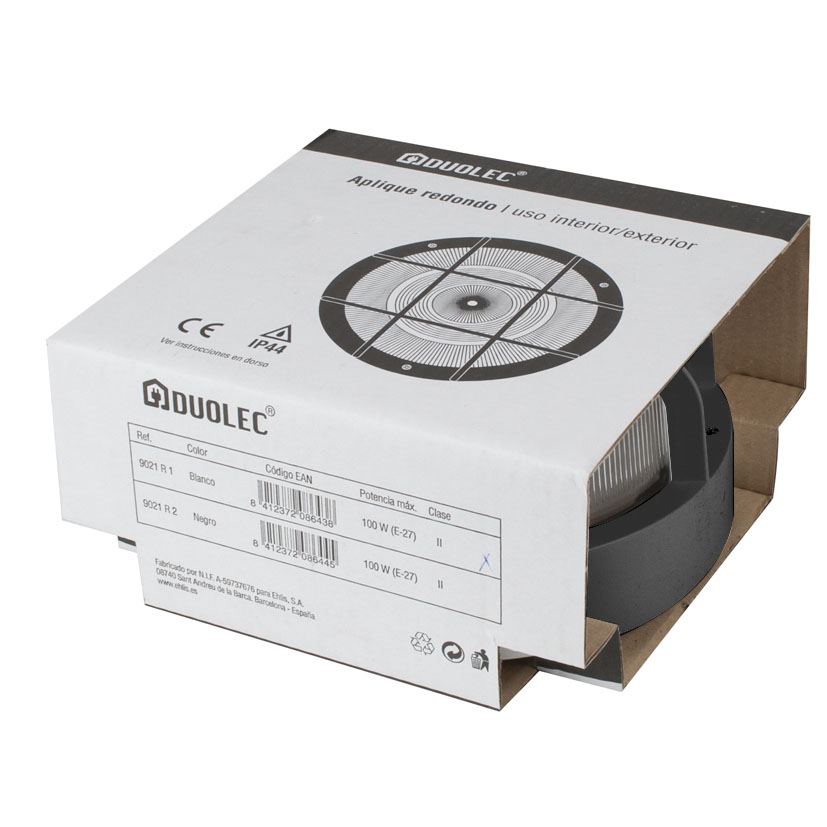 Aplique redondo exterior DUOLEC E27 100 W negro - Imagen 2