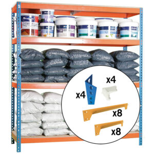 Estantería carga HABITEX Mega 45. Kit perfiles metálicos + refuerzos (Paquete 2)