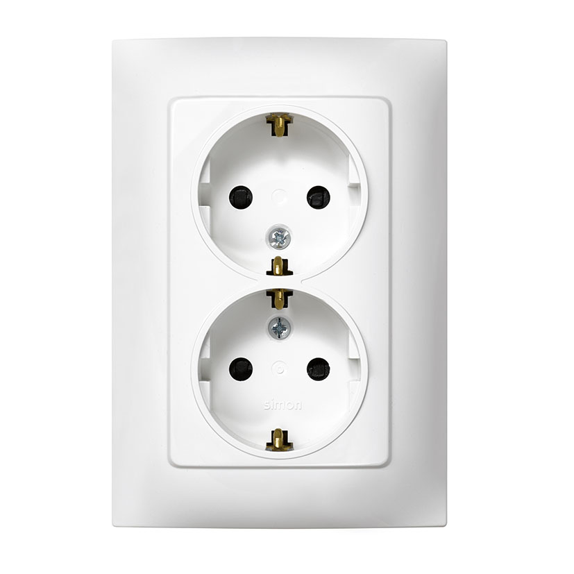 Base enchufe doble empotrable SIMON S10 Blanco