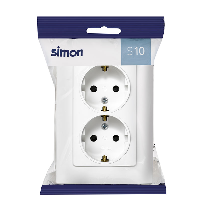 Base enchufe doble empotrable SIMON S10 Blanco - Imagen 2