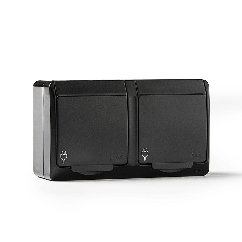 Doble base TT lateral interruptor estanco FAMATEL Pool 54 negro