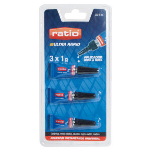 Adhesivo RATIO instantáneo universal 3 x 1 gr