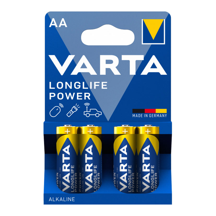 Pila alcalina AA (LR06) Blister 4 pilas VARTA Longlife (Envase completo)
