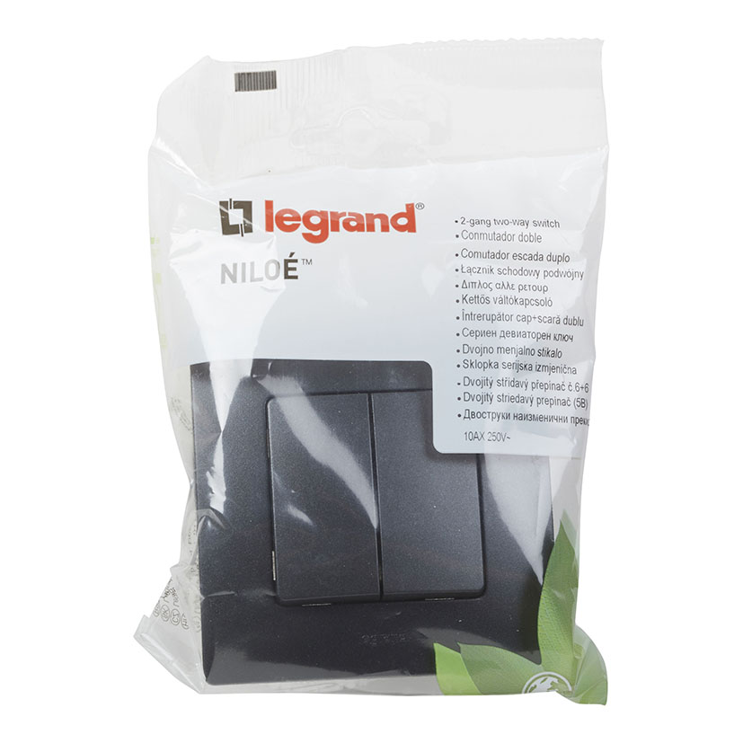 Doble conmutador de empotrar LEGRAND serie Niloé Negro - Imagen 4