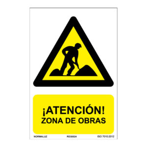 Señal de peligro PVC NMZ "ATENCIÓN ZONAS DE OBRAS"