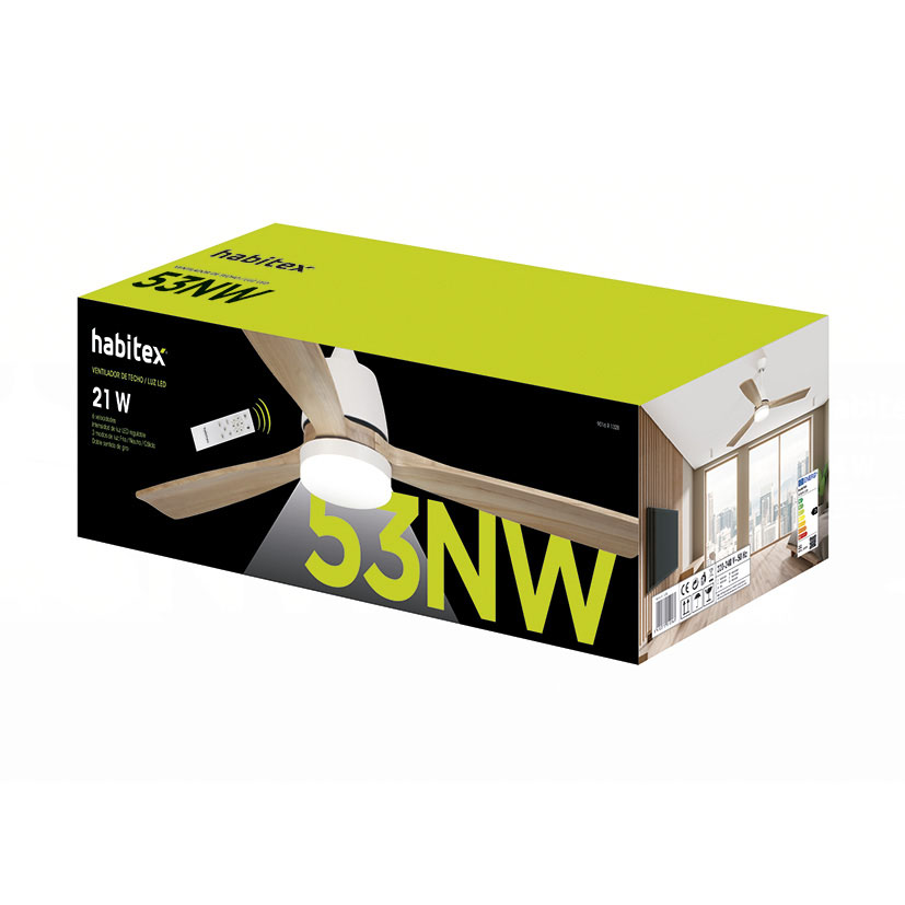 Ventilador techo HABITEX 53NW con luz blanco - Imagen 2