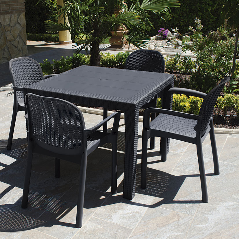 Mesa de resina cuadrada Elegance antracita 80x80xh.72 cm - Imagen 2