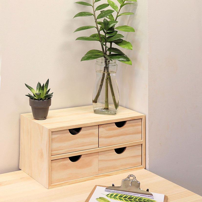 Mini cajonera madera de pino ASTIARRAGA 4 cajones - Imagen 2