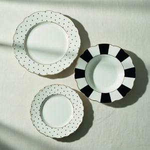 Plato postre 20 cm vajilla DECASA serie Excellence Topos 6 unidades
