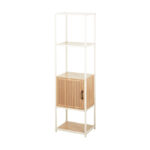 Columna MDF madera natural con baldas y armario serie Cream