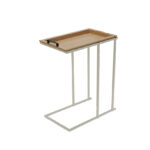 Mesa lateral con bandeja MDF madera natural serie Cream