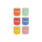 Taza Mug porcelana Words Design 6 unidades