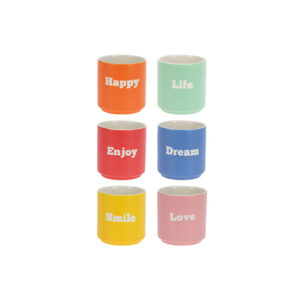 Taza Mug porcelana Words Design 6 unidades