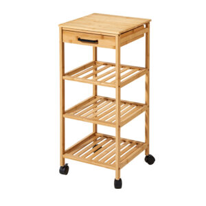 Carrito auxiliar cocina con ruedas bambú